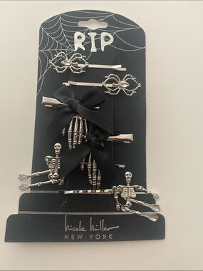 Nicole Miller Black & Silver Skeleton Hair Clip Set